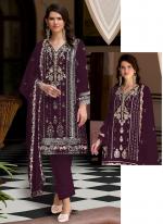 Georgette Wine Eid Wear Embroidery Work Pakistani Suit